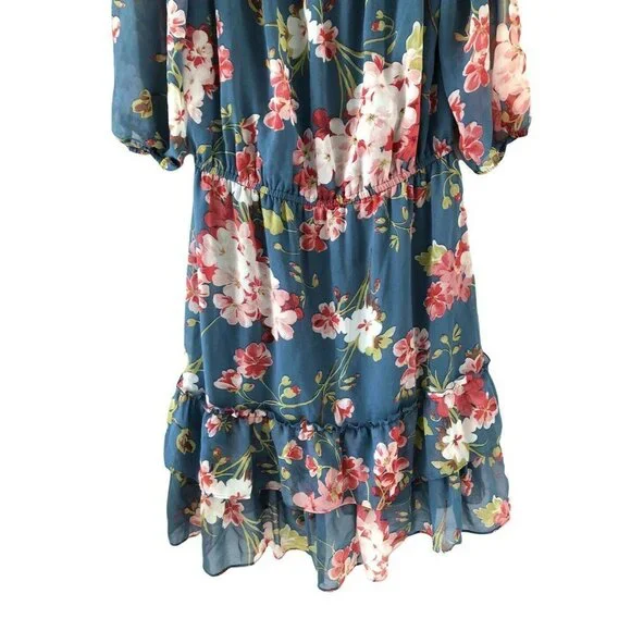 Roz & Ali Floral Print Sexy Couture Off The Shoulder Dress Size M - Picture 6 of 9